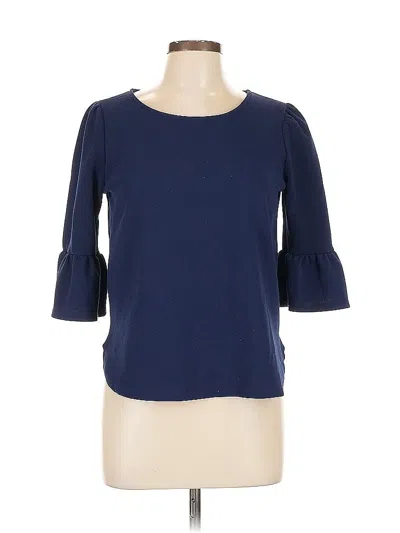 Pre-owned Green Envelope 3/4 Sleeve Top Blue Boatneck Tops