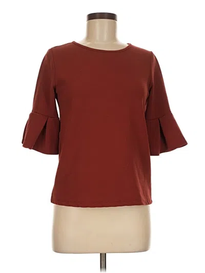 Pre-owned Green Envelope 3/4 Sleeve Top Burgundy Boatneck Tops