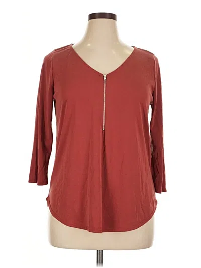 Pre-owned Green Envelope 3/4 Sleeve Top Burgundy V-neck Tops