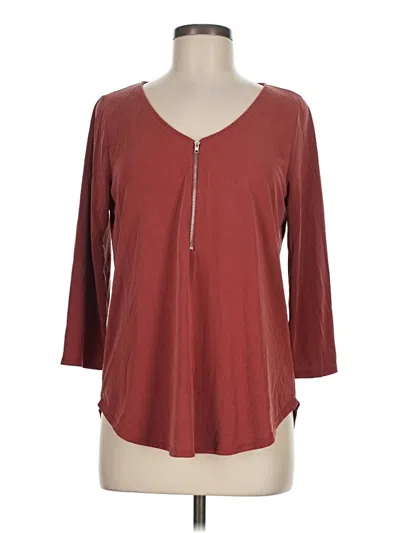 Pre-owned Green Envelope 3/4 Sleeve Top Burgundy V-neck Tops