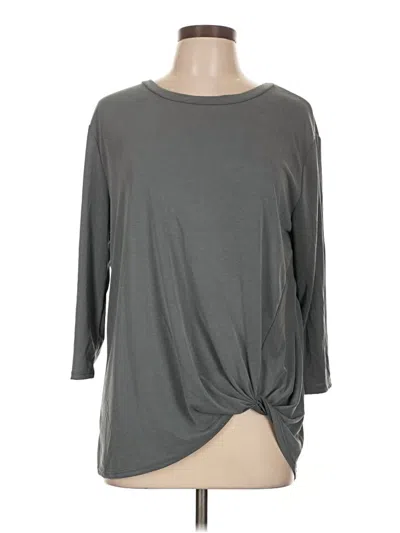 Pre-owned Green Envelope 3/4 Sleeve Top Gray Boatneck Tops
