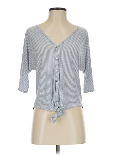 Pre-owned Green Envelope 3/4 Sleeve Top Gray Plunge Neckline Tops