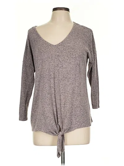 Pre-owned Green Envelope 3/4 Sleeve Top Gray V-neck Tops