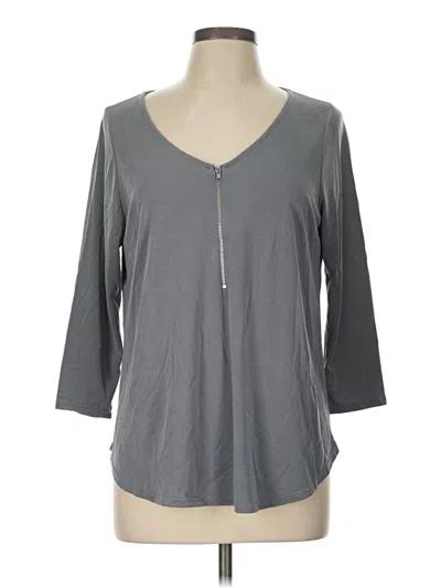 Pre-owned Green Envelope 3/4 Sleeve Top Gray V-neck Tops