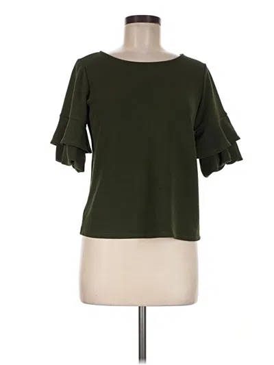 Pre-owned Green Envelope 3/4 Sleeve Top Green Cold Shoulder Neckline Tops
