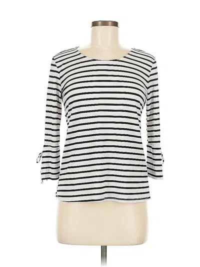 Pre-owned Green Envelope 3/4 Sleeve Top Ivory Boatneck Tops In White