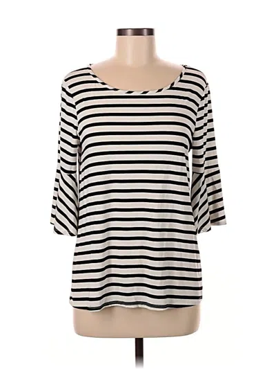 Pre-owned Green Envelope 3/4 Sleeve Top Ivory Boatneck Tops In White