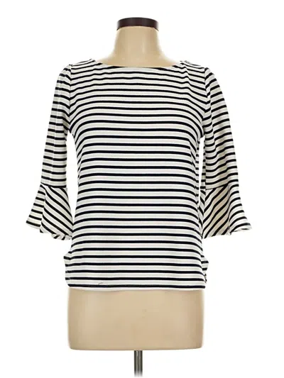 Pre-owned Green Envelope 3/4 Sleeve Top Ivory Boatneck Tops In White