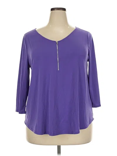 Pre-owned Green Envelope 3/4 Sleeve Top Purple Scoop Neck Tops