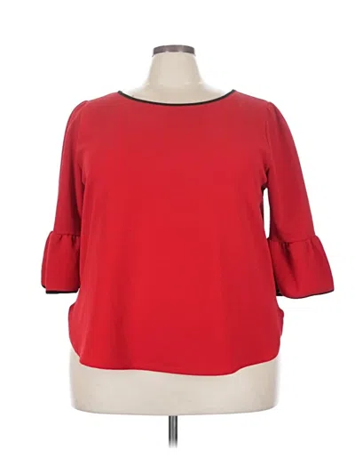 Pre-owned Green Envelope 3/4 Sleeve Top Red Boatneck Tops