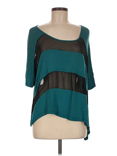 Pre-owned Green Envelope 3/4 Sleeve Top Teal Scoop Neck Tops
