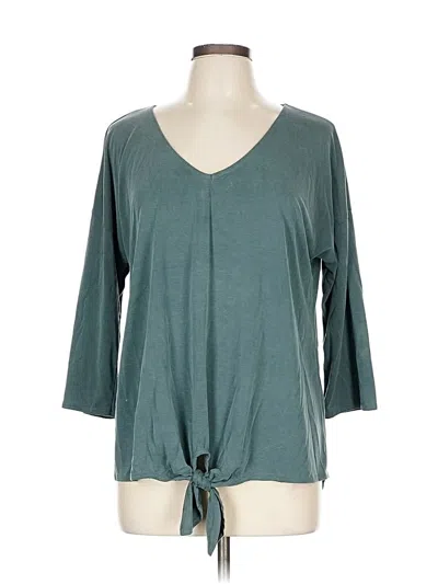Pre-owned Green Envelope 3/4 Sleeve Top Teal V Neck Tops In Blue