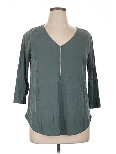 Pre-owned Green Envelope 3/4 Sleeve Top Teal V-neck Tops