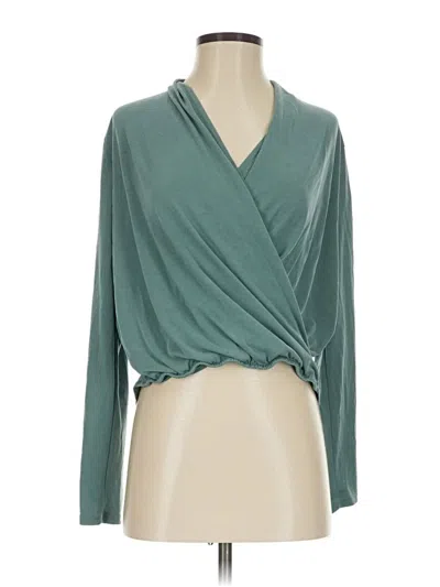Pre-owned Green Envelope Long Sleeve Blouse In Blue