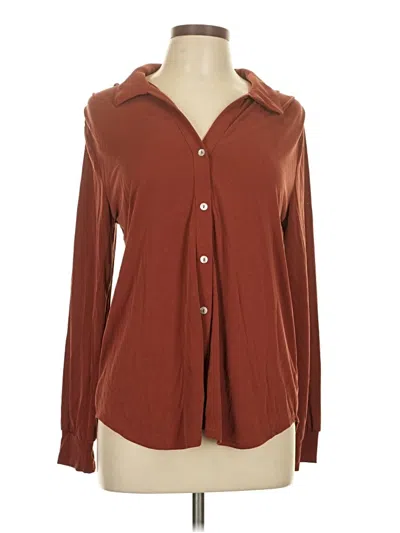 Pre-owned Green Envelope Long Sleeve Blouse In Brown