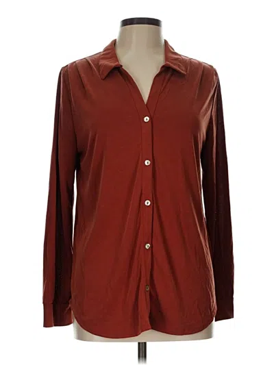 Pre-owned Green Envelope Long Sleeve Blouse In Burgundy