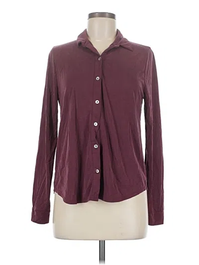 Pre-owned Green Envelope Long Sleeve Blouse In Burgundy