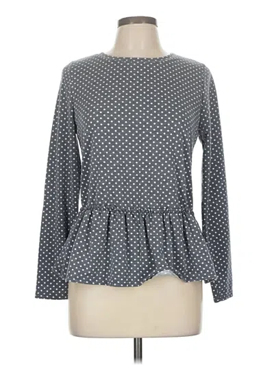 Pre-owned Green Envelope Long Sleeve Blouse In Gray