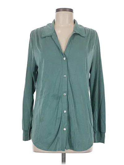 Pre-owned Green Envelope Long Sleeve Blouse In Teal