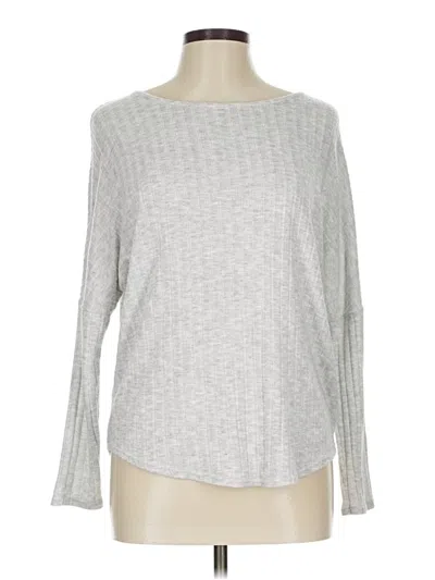 Pre-owned Green Envelope Long Sleeve Top Gray Boatneck Tops