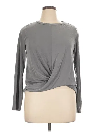 Pre-owned Green Envelope Long Sleeve Top Gray Cowl Neck Tops