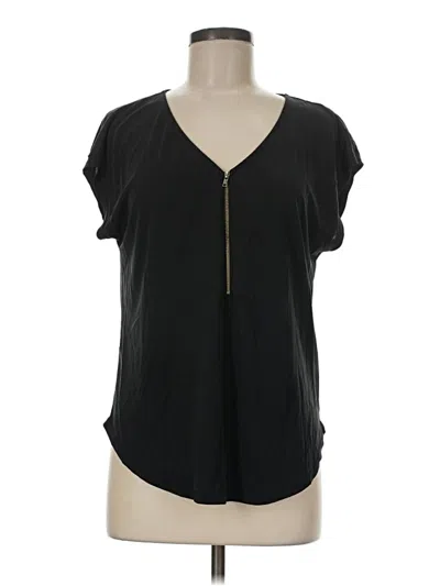 Pre-owned Green Envelope Short Sleeve Blouse In Black