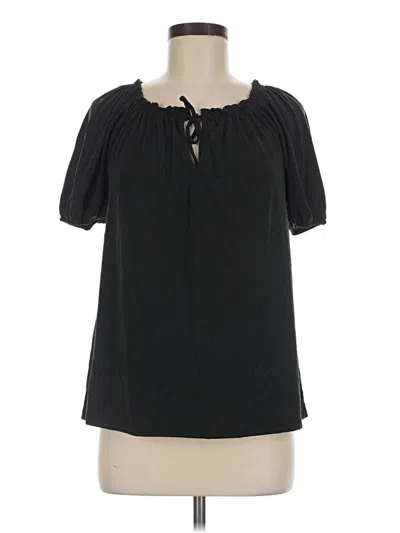 Pre-owned Green Envelope Short Sleeve Blouse In Black