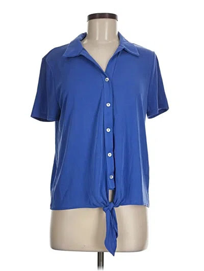 Pre-owned Green Envelope Short Sleeve Blouse In Blue
