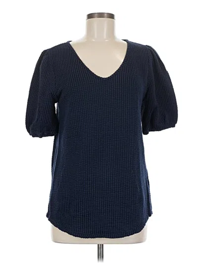 Pre-owned Green Envelope Short Sleeve Blouse In Blue