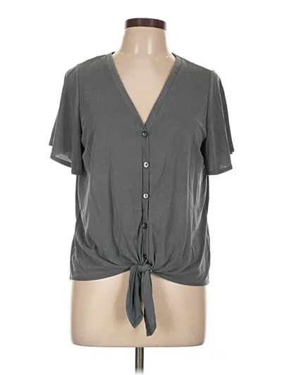 Pre-owned Green Envelope Short Sleeve Blouse In Gray