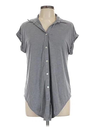 Pre-owned Green Envelope Short Sleeve Blouse In Gray
