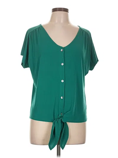 Pre-owned Green Envelope Short Sleeve Blouse In Green