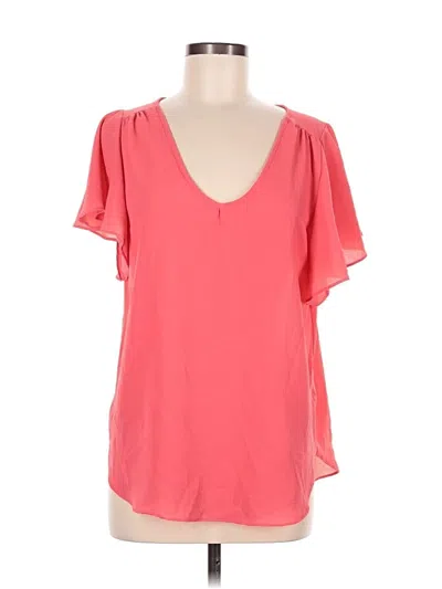 Pre-owned Green Envelope Short Sleeve Blouse In Pink