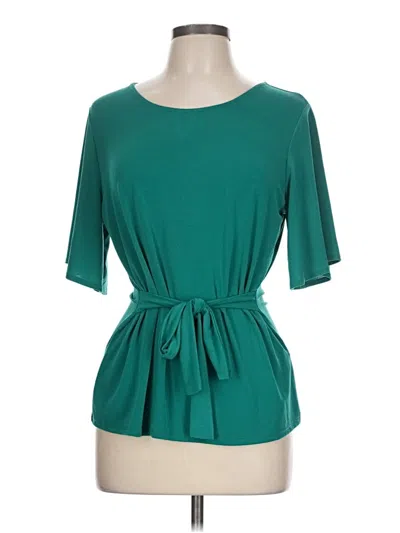 Pre-owned Green Envelope Short Sleeve Blouse In Teal