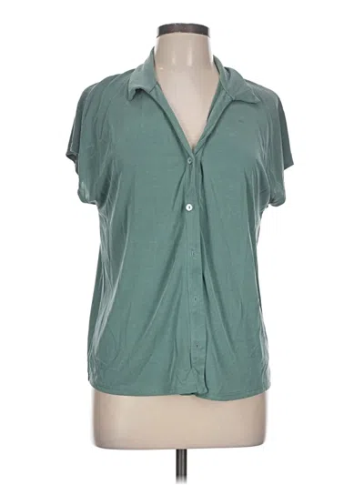 Pre-owned Green Envelope Short Sleeve Blouse In Teal