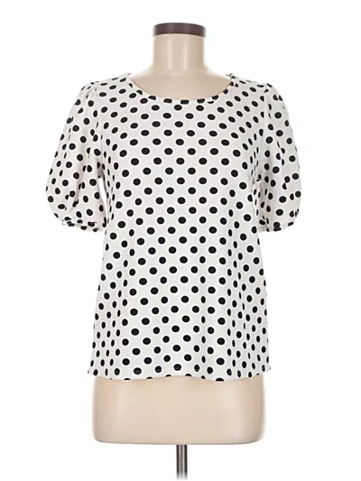 Pre-owned Green Envelope Short Sleeve Blouse In White