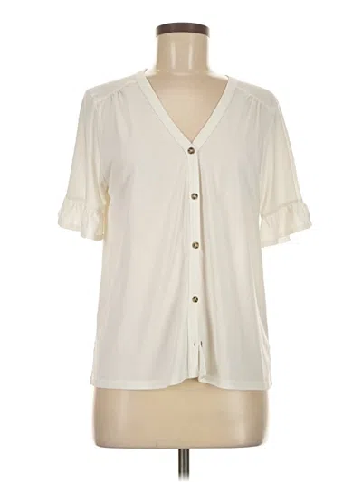 Pre-owned Green Envelope Short Sleeve Blouse In White