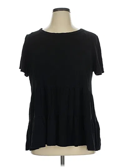 Pre-owned Green Envelope Short Sleeve Top Black Crew Neck Tops