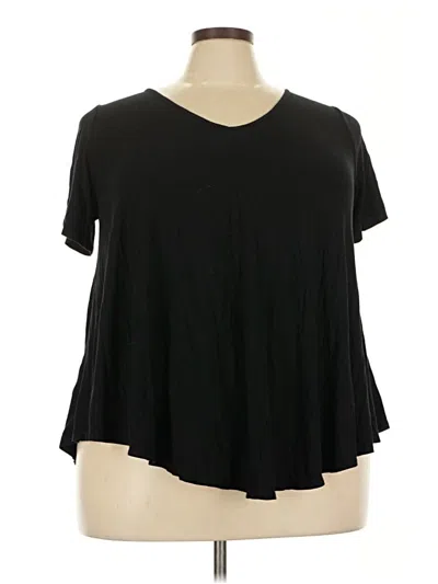 Pre-owned Green Envelope Short Sleeve Top Black V Neck Tops