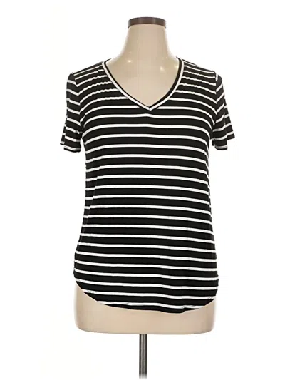 Pre-owned Green Envelope Short Sleeve Top Black V Neck Tops
