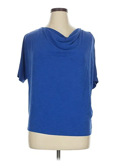Pre-owned Green Envelope Short Sleeve Top Blue Cowl Neck Tops