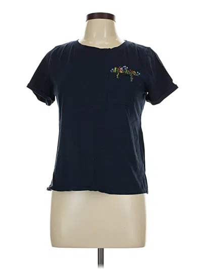 Pre-owned Green Envelope Short Sleeve Top Blue Crew Neck Tops