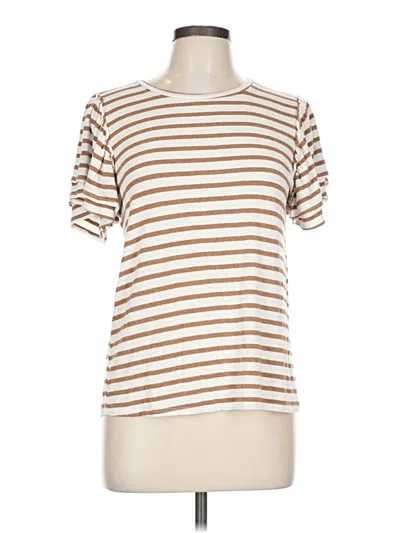 Pre-owned Green Envelope Short Sleeve Top Brown Boatneck Tops