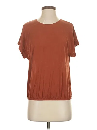 Pre-owned Green Envelope Short Sleeve Top Brown Crew Neck Tops