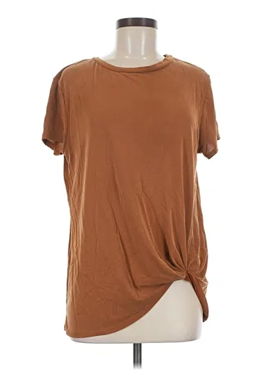 Pre-owned Green Envelope Short Sleeve Top Brown Crew Neck Tops
