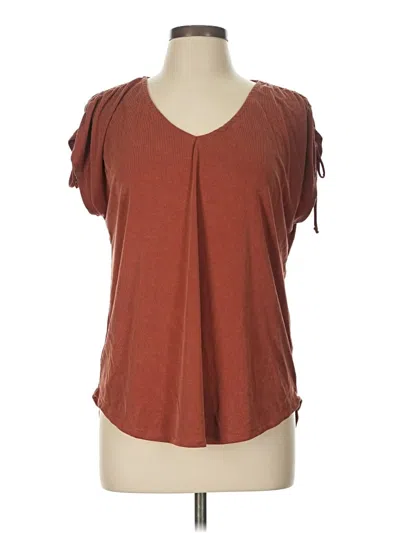 Pre-owned Green Envelope Short Sleeve Top Brown Sweetheart Neckline Tops