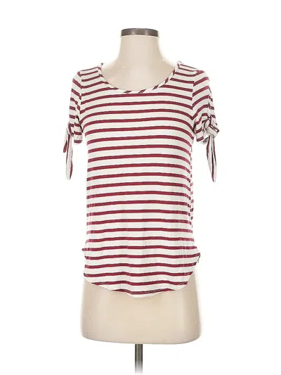 Pre-owned Green Envelope Short Sleeve Top Burgundy Scoop Neck Tops