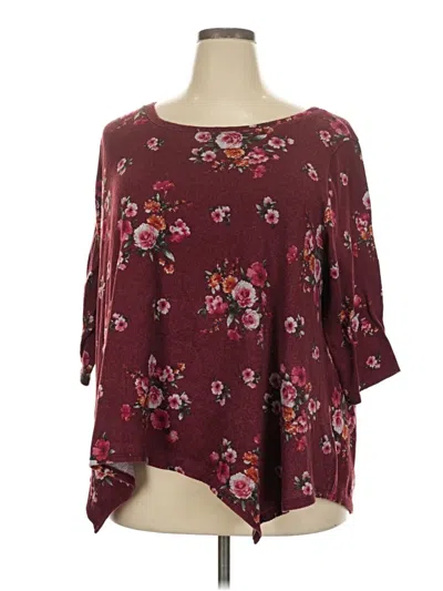 Pre-owned Green Envelope Short Sleeve Top Burgundy Scoop Neck Tops