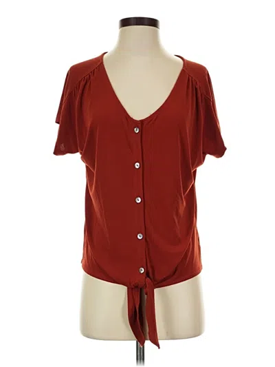Pre-owned Green Envelope Short Sleeve Top Burgundy Sweetheart Neckline Tops