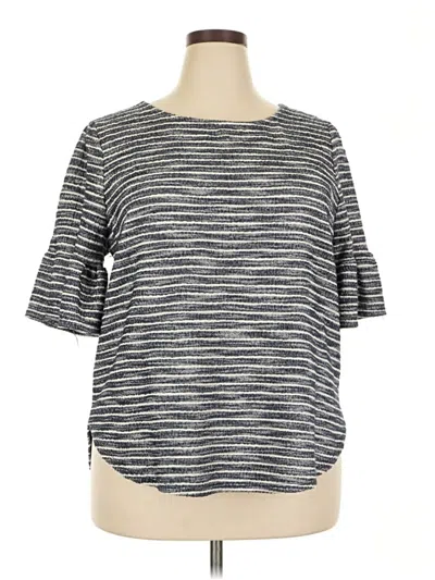 Pre-owned Green Envelope Short Sleeve Top Gray Boatneck Tops
